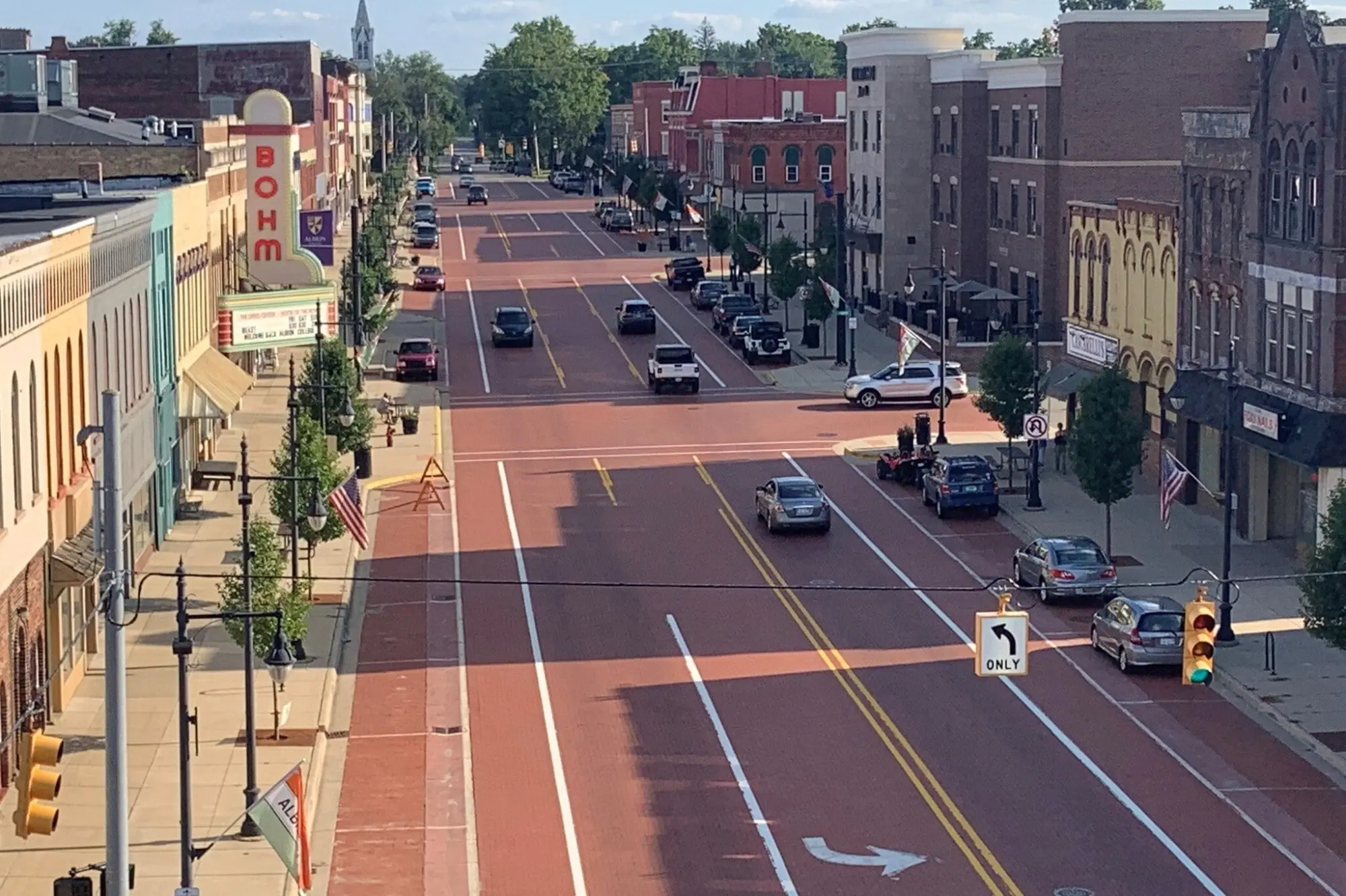 Downtown Albion Michigan street view near Bohm Theatre – HVAC services by Eric Dale Heating And Air Conditioning